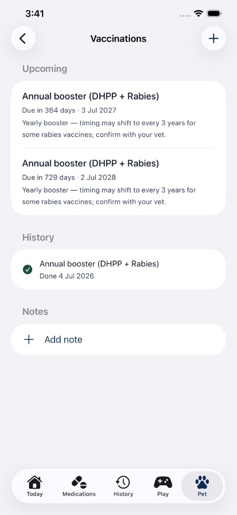 PawPill app screenshot 2